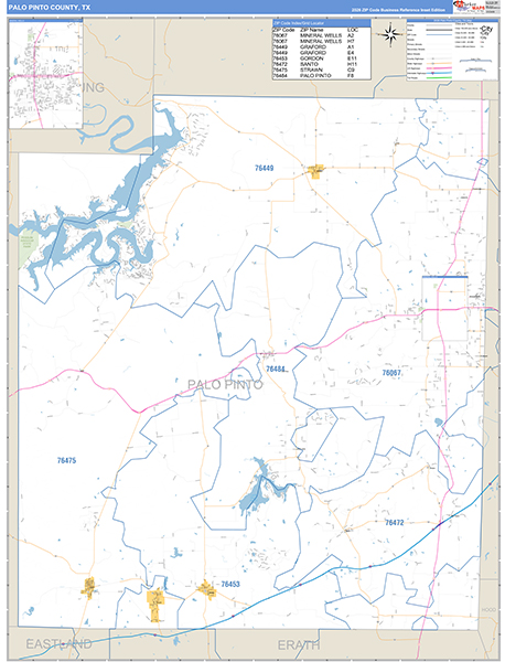 Palo Pinto County, TX Zip Code Map